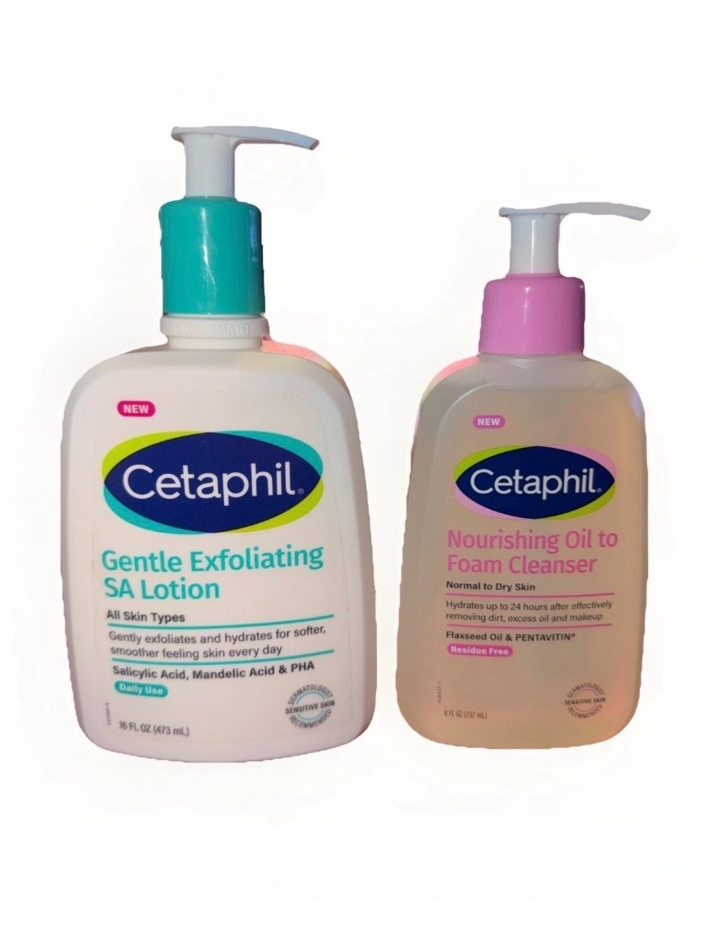 Gentle Exfoliating SA Lotion  16 OZ & Nourishing Oil to Foam Cleanser 8 OZ